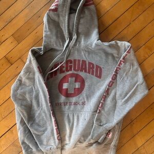 Source Unknown Grey Crewneck Hoodie with Red Lifeguard Print